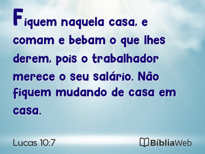 Lucas 10:7 em imagem para compartilhar
