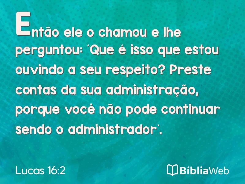 Lucas 16:2 em imagem para compartilhar