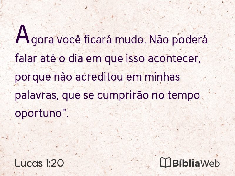 Lucas 1:20 em imagem para compartilhar