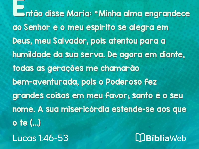 Lucas 1:46-53 em imagem para compartilhar