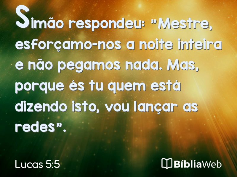 Lucas 5:5 em imagem para compartilhar