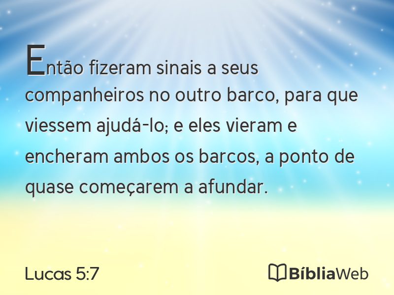 Lucas 5:7 em imagem para compartilhar