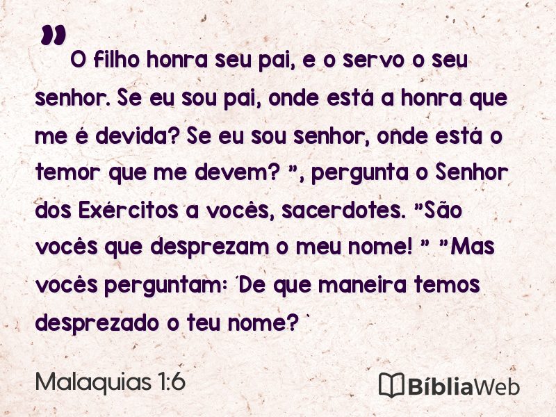 Malaquias 1:6 em imagem para compartilhar