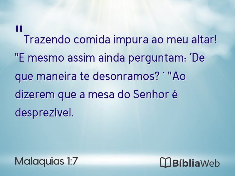Malaquias 1:7 em imagem para compartilhar