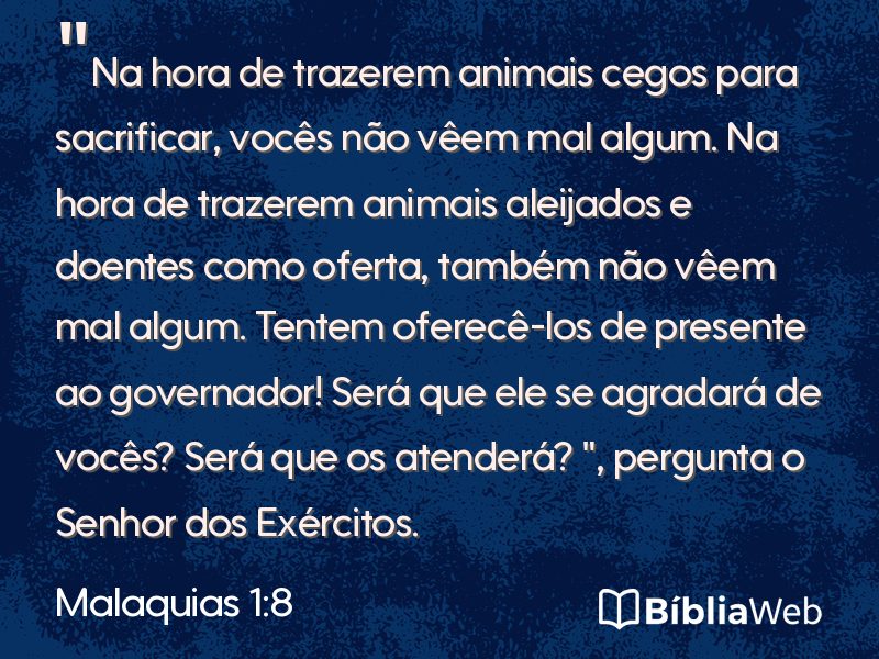 Malaquias 1:8 em imagem para compartilhar