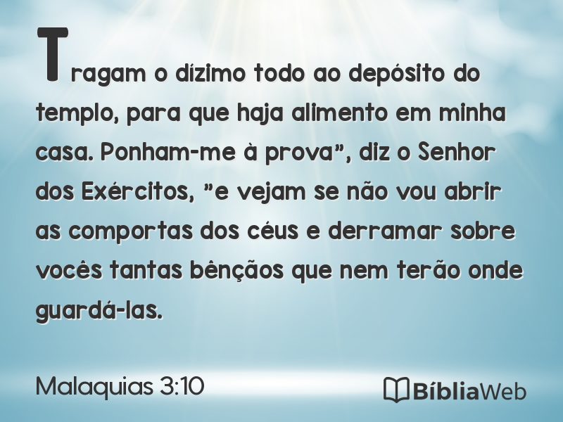 Malaquias 3:10 em imagem para compartilhar