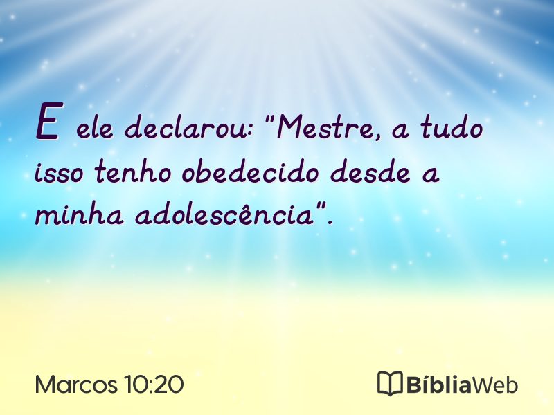 Marcos 10:20 em imagem para compartilhar