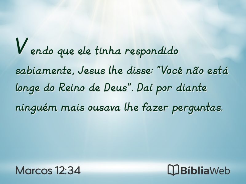 Marcos 12:34 em imagem para compartilhar