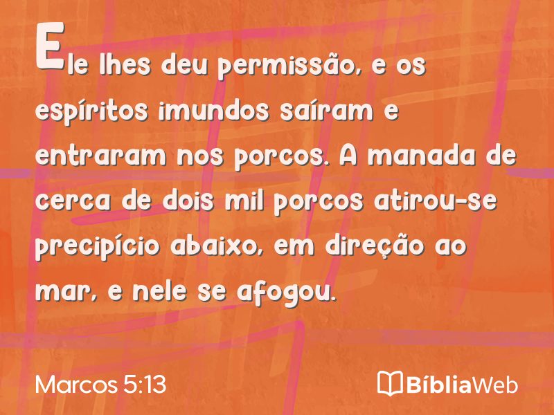 Marcos 5:13 em imagem para compartilhar