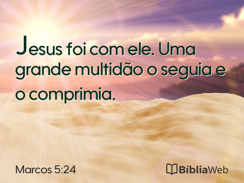 Marcos 5:24 em imagem para compartilhar