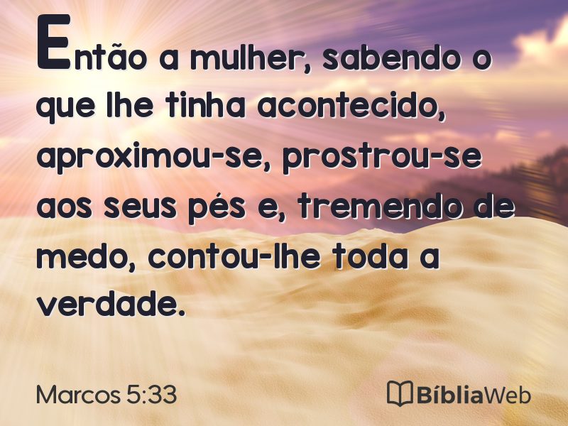 Marcos 5:33 em imagem para compartilhar