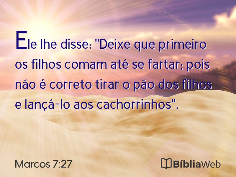 Marcos 7:27 em imagem para compartilhar