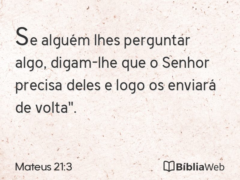 Mateus 21:3 em imagem para compartilhar
