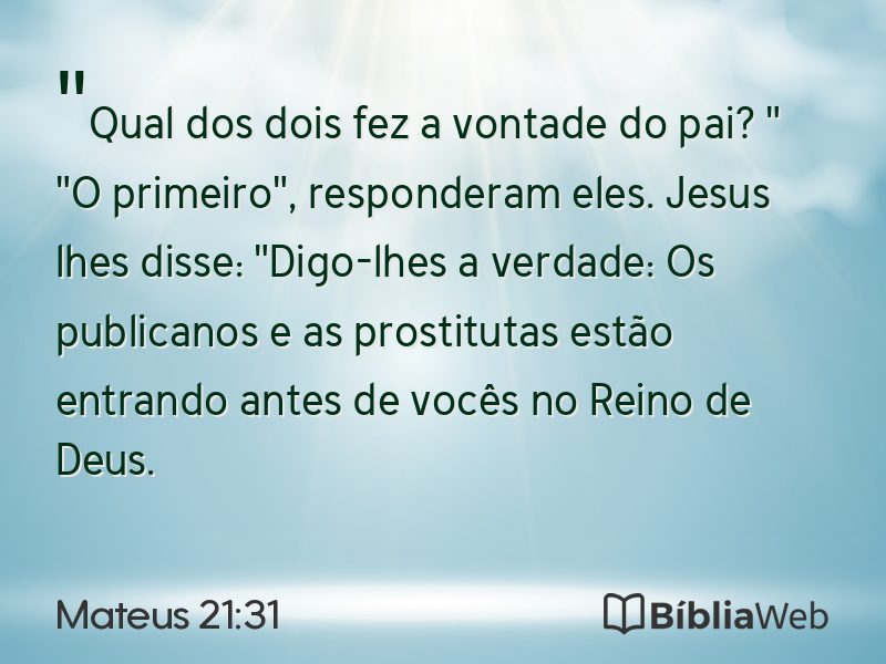 Mateus 21:31 em imagem para compartilhar