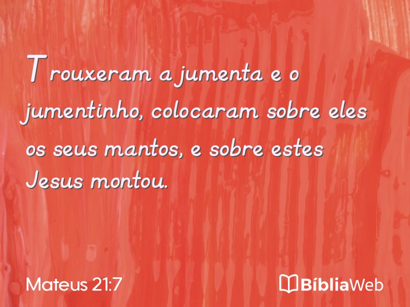 Mateus 21:7 em imagem para compartilhar