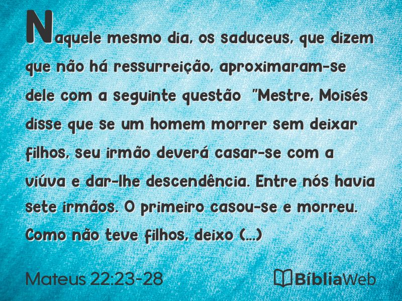 Mateus 22:23-28 em imagem para compartilhar