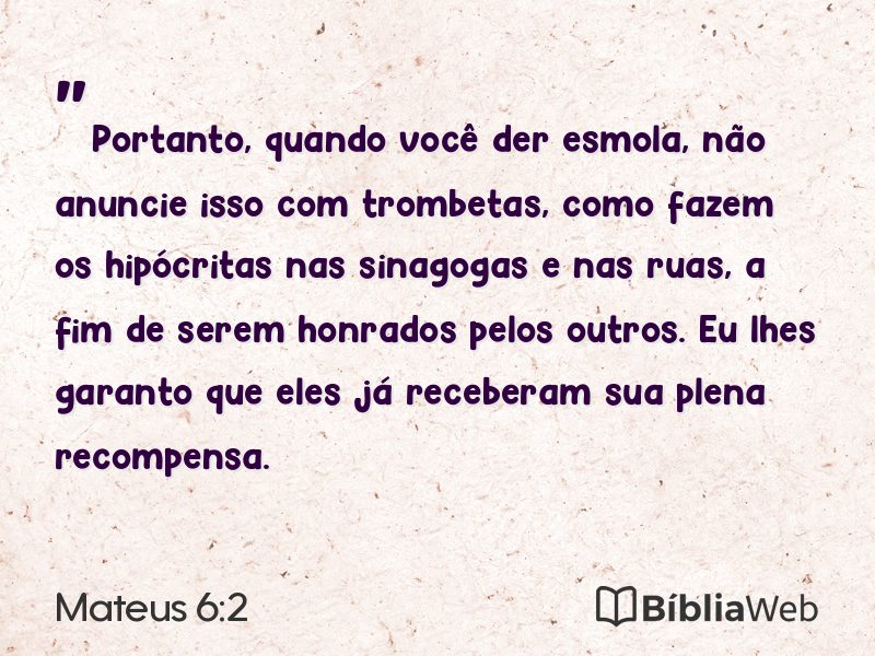 Mateus 6:2 em imagem para compartilhar