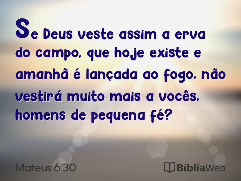 Mateus 6:30 em imagem para compartilhar