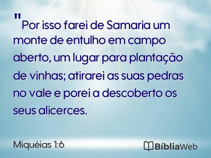 Miquéias 1:6 em imagem para compartilhar
