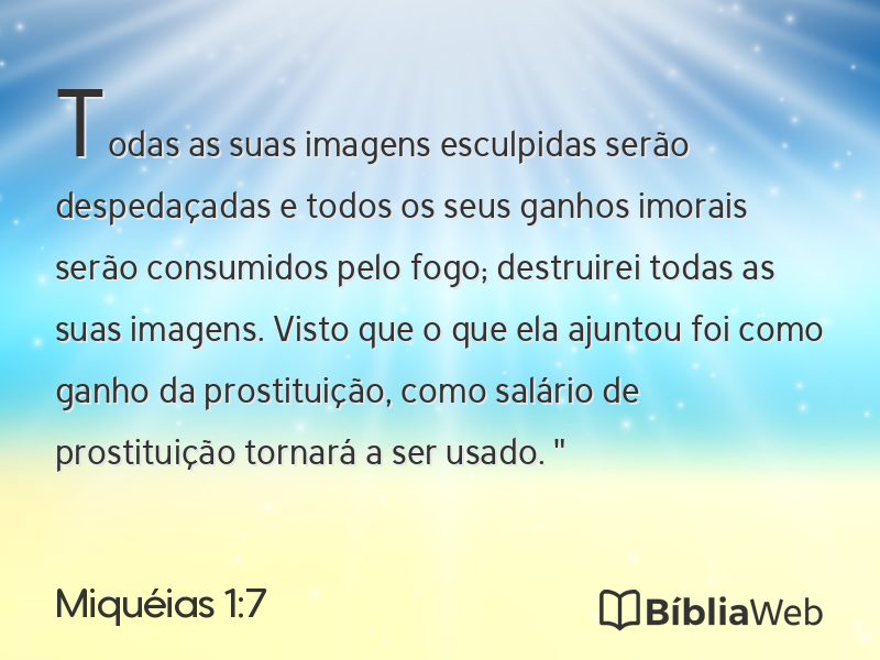 Miquéias 1:7 em imagem para compartilhar
