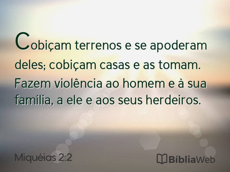 Miquéias 2:2 em imagem para compartilhar