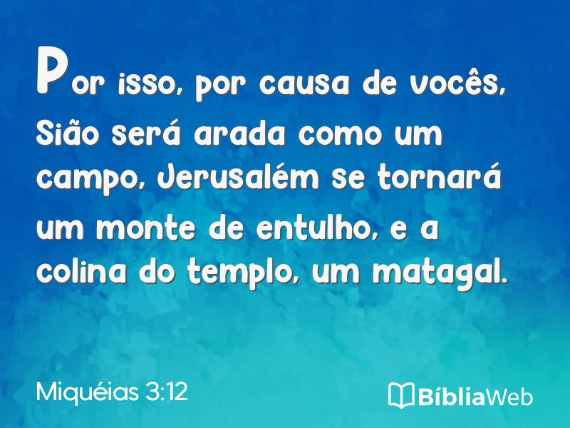 Miquéias 3:12 em imagem para compartilhar