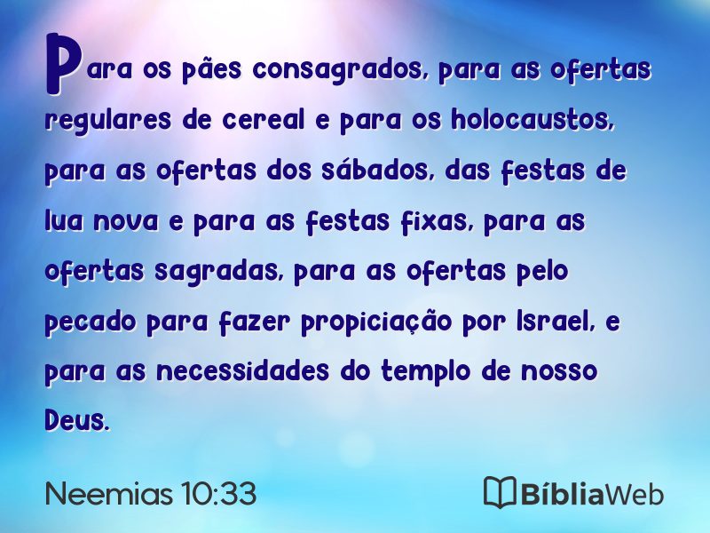 Neemias 10:33 em imagem para compartilhar