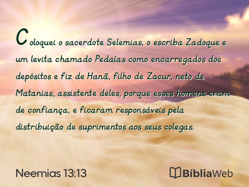 Neemias 13:13 em imagem para compartilhar