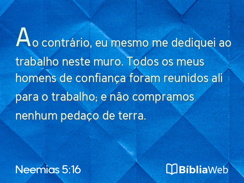 Neemias 5:16 em imagem para compartilhar