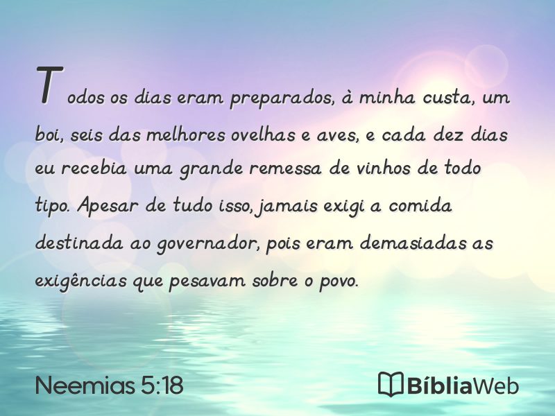 Neemias 5:18 em imagem para compartilhar