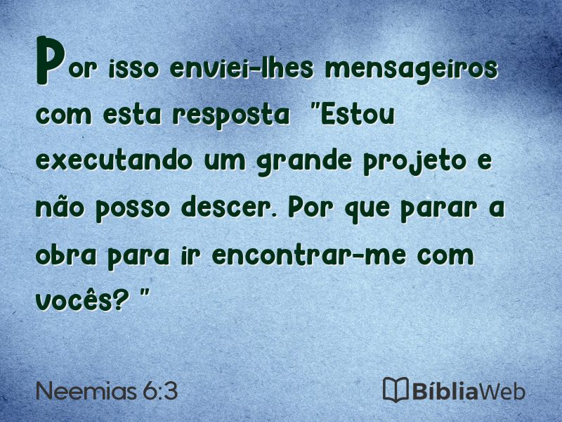 Neemias 6:3 em imagem para compartilhar