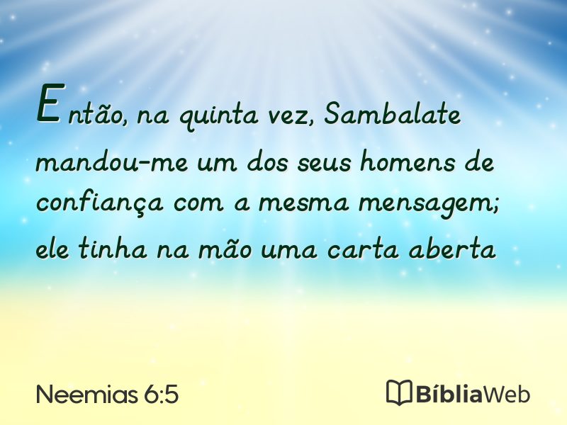 Neemias 6:5 em imagem para compartilhar
