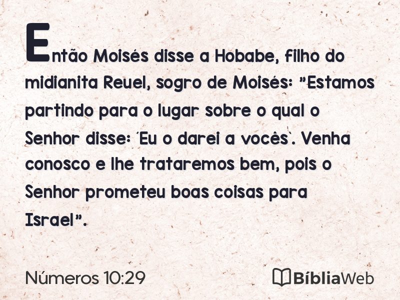 Números 10:29 em imagem para compartilhar