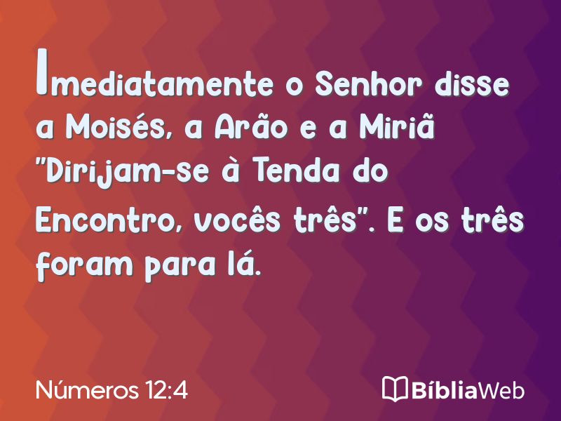 Números 12:4 em imagem para compartilhar