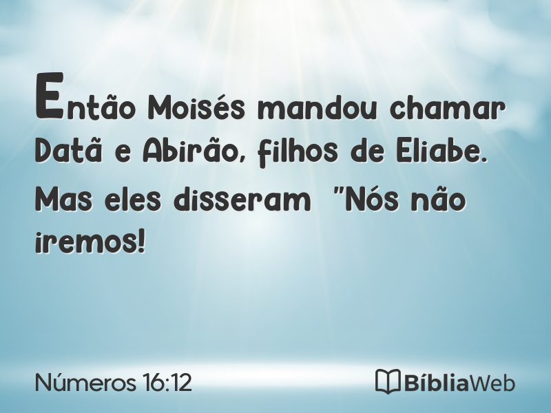 Números 16:12 em imagem para compartilhar