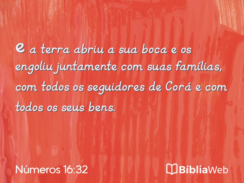 Números 16:32 em imagem para compartilhar
