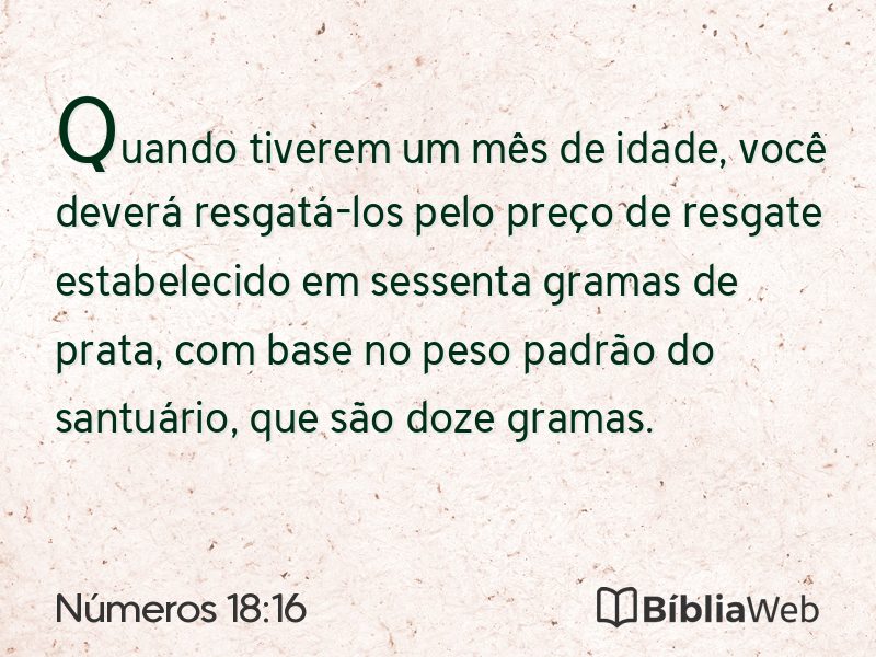 Números 18:16 em imagem para compartilhar