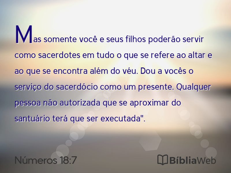 Números 18:7 em imagem para compartilhar