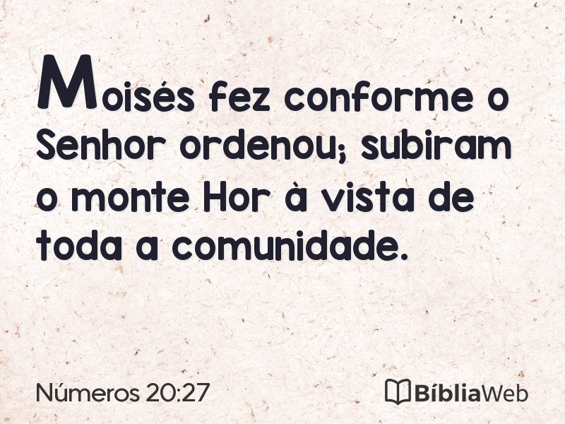 Números 20:27 em imagem para compartilhar