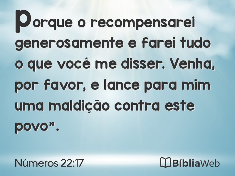 Números 22:17 em imagem para compartilhar