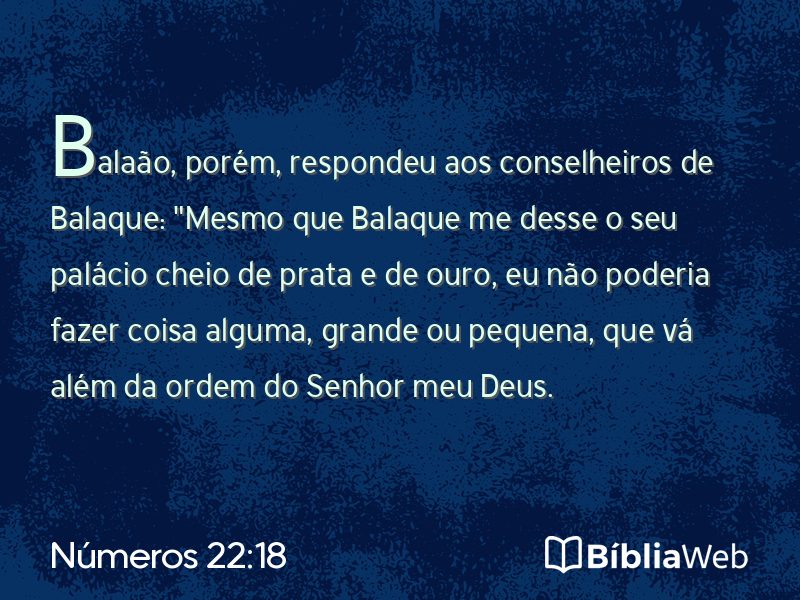 Números 22:18 em imagem para compartilhar