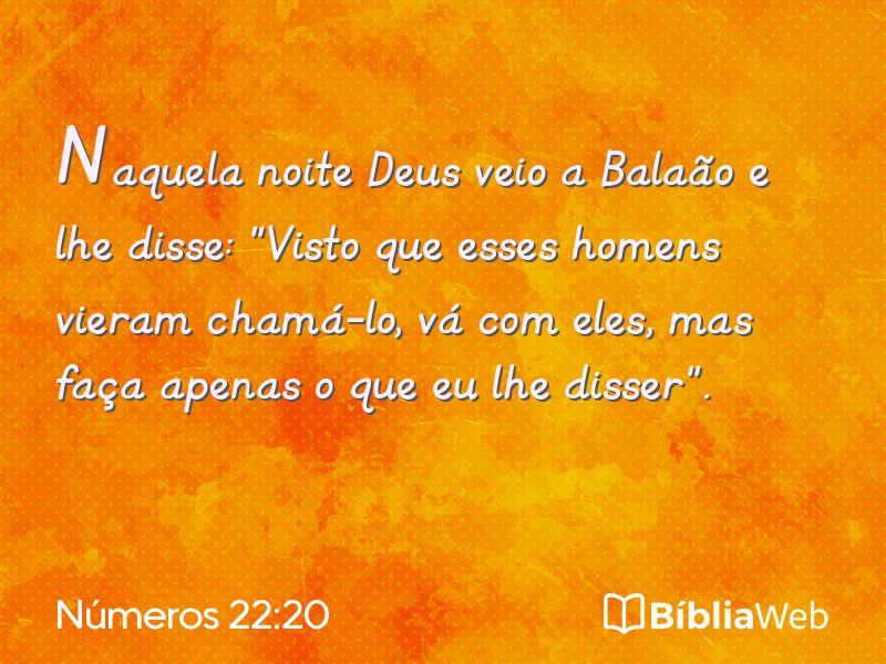 Números 22:20 em imagem para compartilhar