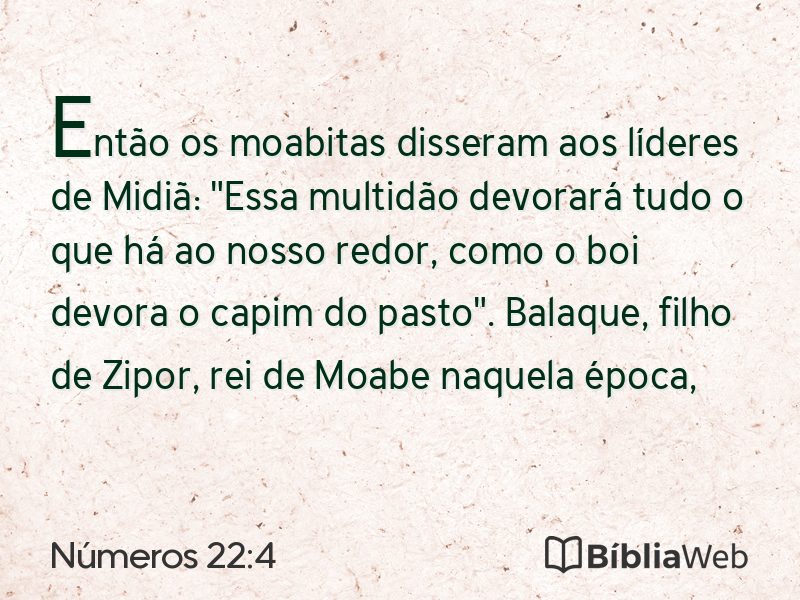 Números 22:4 em imagem para compartilhar