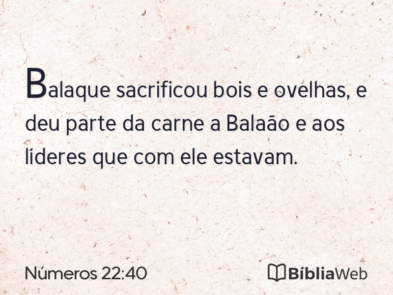 Números 22:40 em imagem para compartilhar