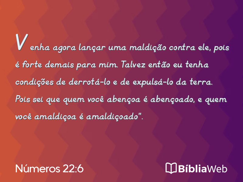 Números 22:6 em imagem para compartilhar