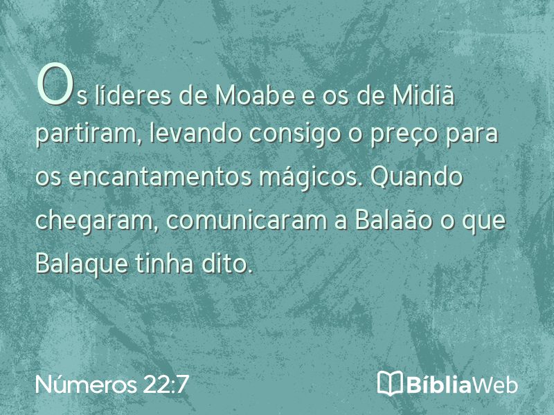 Números 22:7 em imagem para compartilhar