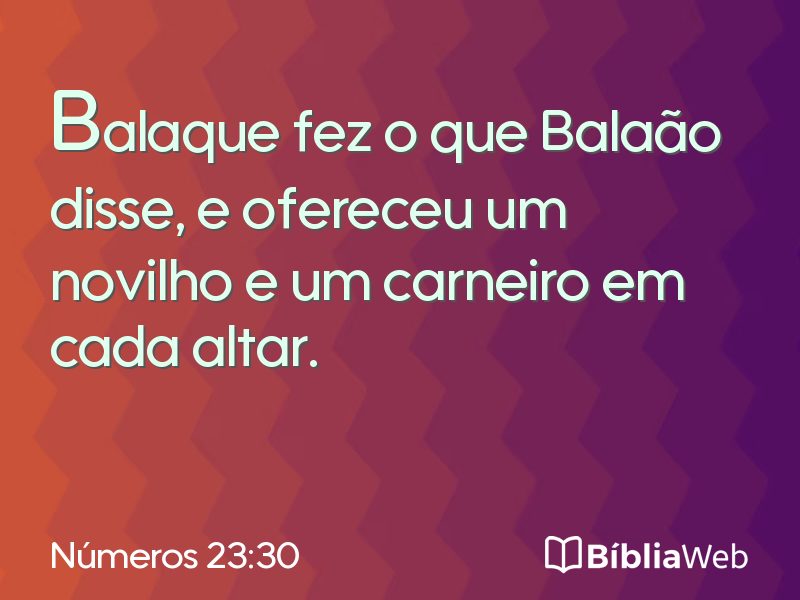 Números 23:30 em imagem para compartilhar