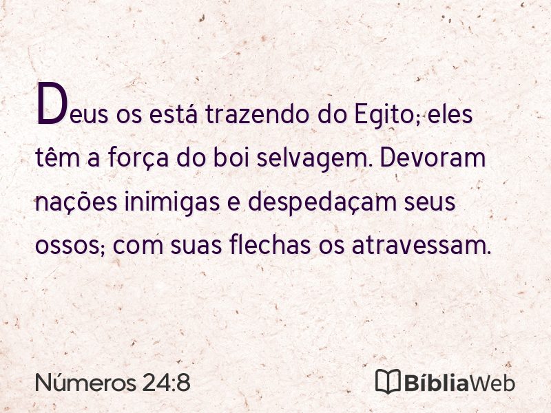 Números 24:8 em imagem para compartilhar