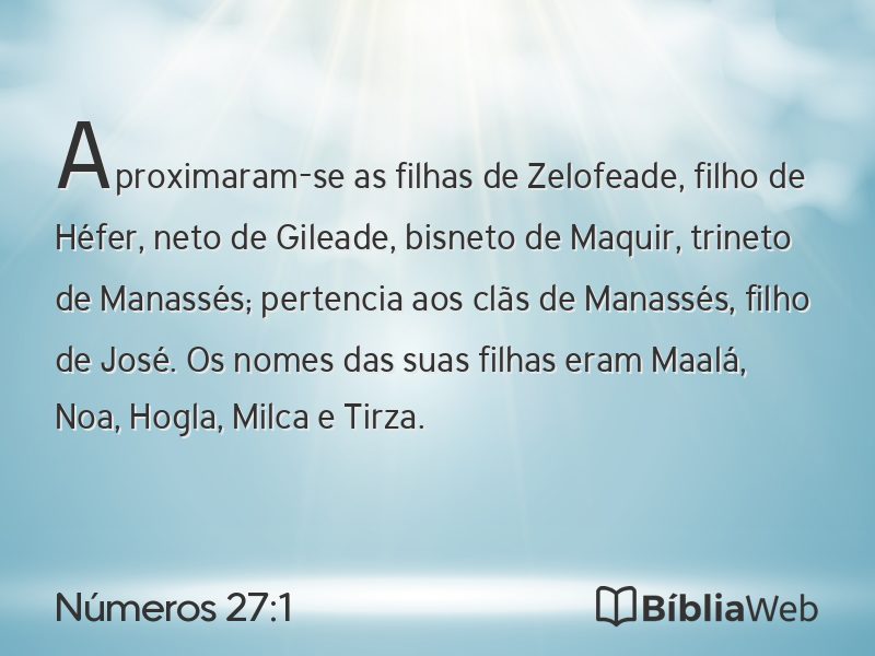 Números 27:1 em imagem para compartilhar