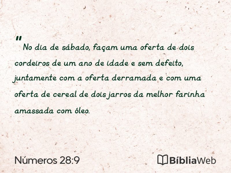 Números 28:9 em imagem para compartilhar